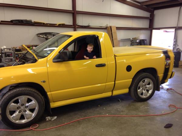 Mason chilln in the truck while I worked on it